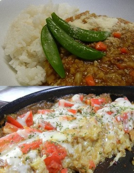 二度楽しめる！キャベツカレーとパエリア風トマトカレー