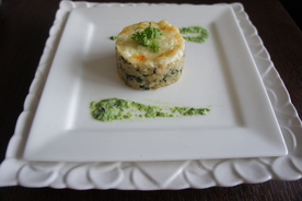 ほうれん草のグリーンカレー焼きリゾット　
