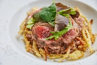 GRILLED BEEF & RED WINE RISOTTO WITH CHEESE SAUCE