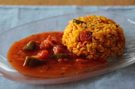 冷製トマトカレーと冷製トマトライスの画像