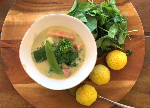 ベーコンと春野菜のバターコンソメライススープの画像